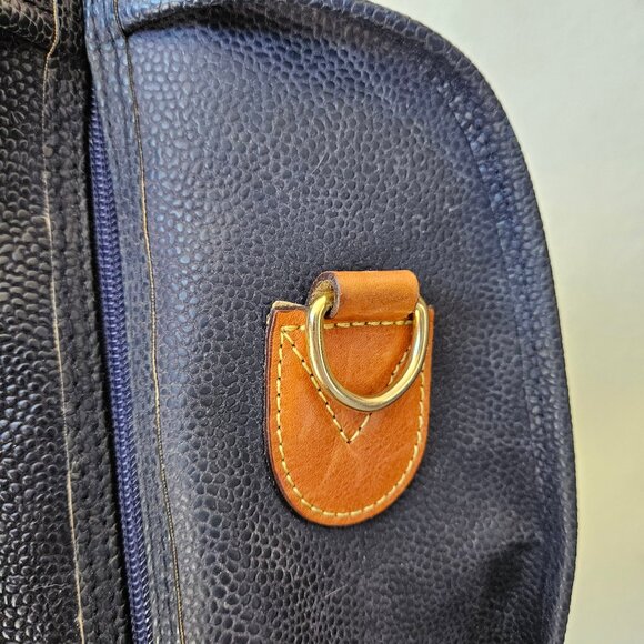 Bric's Luggage Genuine Leather Italy Pebbled Navy Blue Duffle Bag Hard Base 22" - Picture 6 of 14